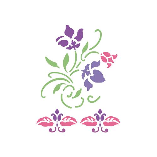 STENCIL FLORES TRIBALES 21X15CM