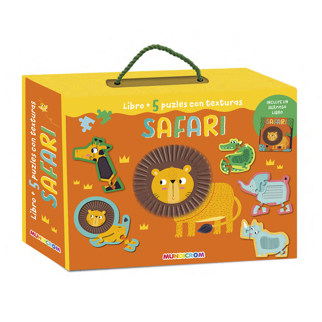 LIBRO + 5 PUZLES CON TEXTURA SAFARI
